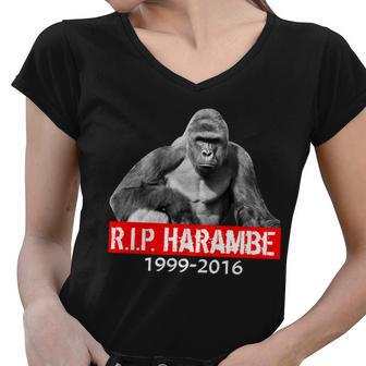 Rip Harambe Gorilla Cincinnati Zoo Women V-Neck T-Shirt - Monsterry UK
