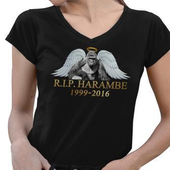 RIP Harambe Our Angel In Heaven Women V-Neck T-Shirt - Monsterry UK