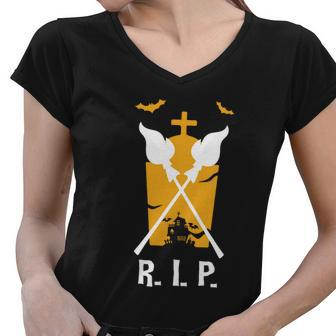 RIP The Tomb Halloween Quote Women V-Neck T-Shirt - Monsterry