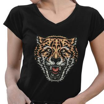 Roaring Cheeta Women V-Neck T-Shirt - Monsterry