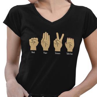 Rock Paper Scissors Table Saw V2 Women V-Neck T-Shirt - Monsterry AU