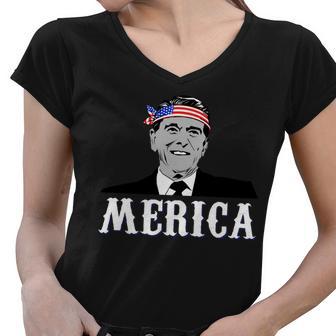 Ronald Reagan Merica Tshirt Women V-Neck T-Shirt - Monsterry DE