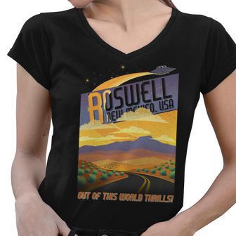 Roswell New Mexico Travel Poster Women V-Neck T-Shirt - Monsterry UK