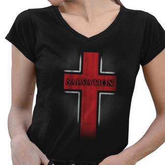 Salvation Christian Cross Tshirt Women V-Neck T-Shirt - Monsterry DE