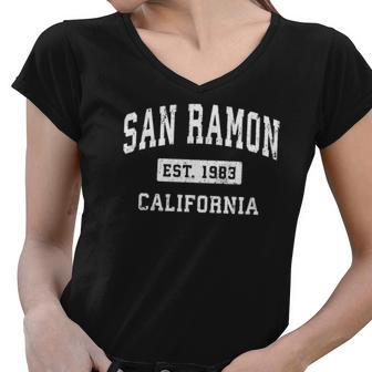 San Ramon California Ca Vintage Established Sports Design Women V-Neck T-Shirt | Mazezy