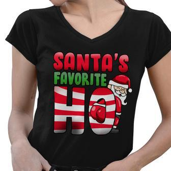 Santas Favorite Ho Funny X-Mas Tshirt Women V-Neck T-Shirt - Monsterry AU