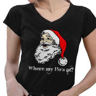Santas Ho Funny Christmas Tshirt Women V-Neck T-Shirt - Monsterry