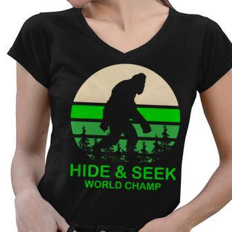 Sasquatch Hide And Seek World Champion V2 Women V-Neck T-Shirt - Monsterry