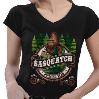 Sasquatch Research Team Funny Bigfoot Fan Women V-Neck T-Shirt - Monsterry