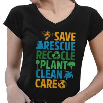 Save Bees Rescue Animals Recycle Plastict Earth Day Men Kid Tshirt Women V-Neck T-Shirt - Monsterry DE