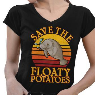 Save The Floaty Potatoes Manatee Tshirt Women V-Neck T-Shirt - Monsterry
