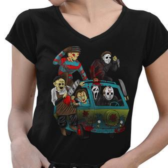Scary Holocaust Machine Van Movie Characters Tshirt Women V-Neck T-Shirt - Monsterry CA