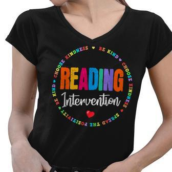 School Support Specialist Teacher Squad Reading Intervention V2 Women V-Neck T-Shirt - Seseable