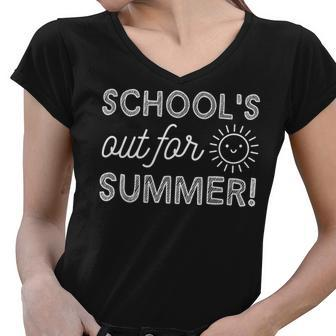 Schools Out For Summer Teacher End Of Year Last Day School Women V-Neck T-Shirt - Seseable