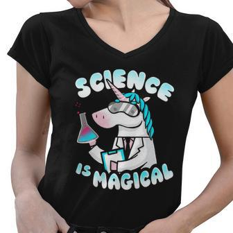 Science Is Magical Lab Unicorn Funny Women V-Neck T-Shirt - Monsterry DE
