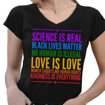 Science Is Real Black Lives Matter Love Is Love Women V-Neck T-Shirt - Monsterry UK