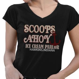 Scoops Ahoy Hawkins Indiana Tshirt Women V-Neck T-Shirt - Monsterry UK