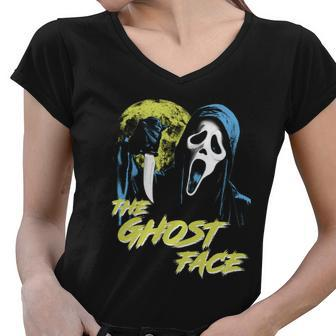 Scream The Ghost Face Halloween Women V-Neck T-Shirt - Monsterry UK