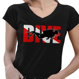 Scuba Dive Logo Women V-Neck T-Shirt - Monsterry CA