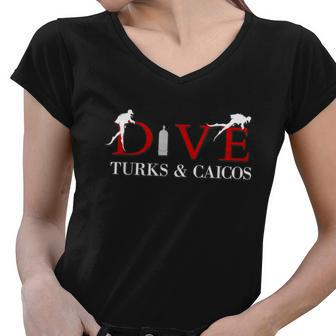 Scuba Dive Turks And Caicos Souvenir Women V-Neck T-Shirt - Monsterry CA