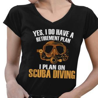 Scuba Diving Retirement Plan Women V-Neck T-Shirt - Monsterry