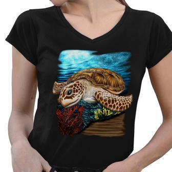 Sea Turtle Ocean V2 Women V-Neck T-Shirt - Monsterry CA