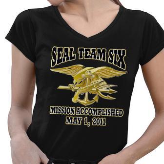 Seal Team Six Mission Accomplished May 2011 Tshirt Women V-Neck T-Shirt - Monsterry