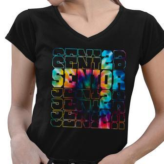 Senior Graduation Seniors 2022 Colorful Tie Dye Women V-Neck T-Shirt - Monsterry UK