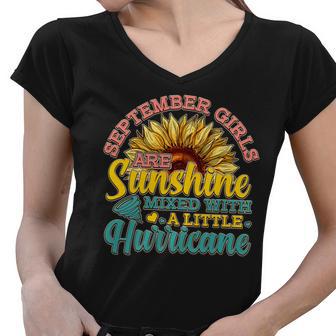 September Girls Sunshine And Hurricane Cute Women V-Neck T-Shirt - Monsterry DE