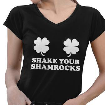 Shake Your Shamrocks St Patricks Day Clover Tshirt Women V-Neck T-Shirt - Monsterry CA