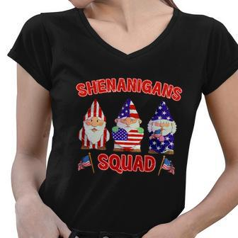 Shenanigans Squad 4Th Of July Gnomes Usa Women V-Neck T-Shirt - Monsterry UK