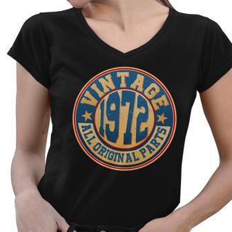 Shield Emblem Vintage 1972 All Original Parts 50Th Birthday Women V-Neck T-Shirt - Monsterry CA