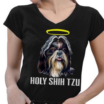 Shitzu Dog Holy Shih Tzu Women V-Neck T-Shirt - Monsterry DE