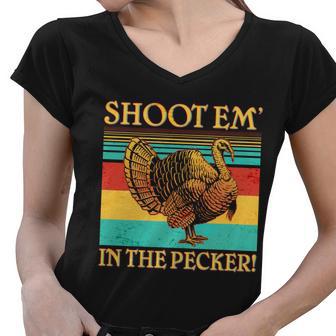 Shoot Em In The Pecker Tshirt Women V-Neck T-Shirt - Monsterry UK