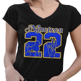 Sigma Nineteen 22 Gamma Rho Women V-Neck T-Shirt - Monsterry