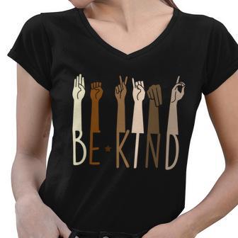 Sign Language Be Kind To All Tshirt Women V-Neck T-Shirt - Monsterry DE