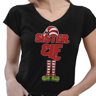 Sister Elf Christmas Women V-Neck T-Shirt - Monsterry UK