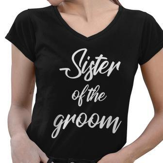 Sister Of The Groom Wedding Shower Wedding Squad Women V-Neck T-Shirt - Thegiftio UK