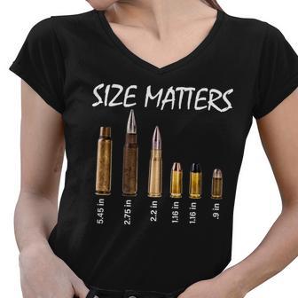 Size Matters Guns And Bullets Tshirt Women V-Neck T-Shirt - Monsterry