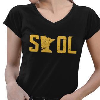 Skol Helmet Vintage Viking Logo Tshirt Women V-Neck T-Shirt - Monsterry