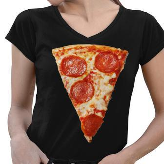 Slice Of Pepperoni Pizza Women V-Neck T-Shirt - Monsterry AU