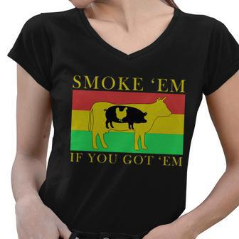 Smoke Em If You Got Em Tshirt Women V-Neck T-Shirt - Monsterry