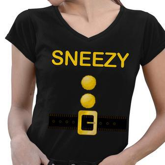 Sneezy Dwarf Costume Women V-Neck T-Shirt - Monsterry