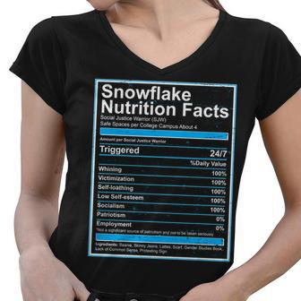 Snowflake Nutrition Facts Women V-Neck T-Shirt - Monsterry