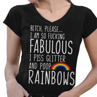 So Fabulous I Piss Glitter And Poop Rainbows Women V-Neck T-Shirt - Monsterry AU