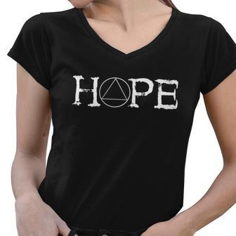 Sobriety Hope Recovery Alcoholic Sober Recover Aa Support Cool Gift Women V-Neck T-Shirt - Monsterry
