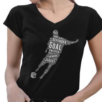 Soccer Futbol Player Word Art Tshirt Women V-Neck T-Shirt - Monsterry AU