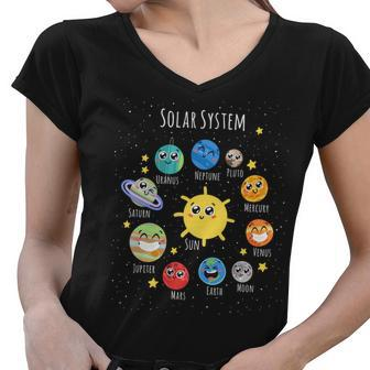 Solar System Childrens Illustration Women V-Neck T-Shirt - Monsterry AU
