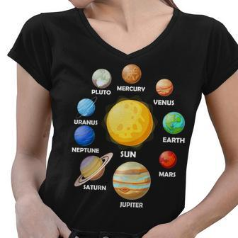 Solar System Planets Tshirt Women V-Neck T-Shirt - Monsterry DE