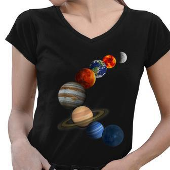 Solar System The Planets In Our Galaxy Women V-Neck T-Shirt - Monsterry AU